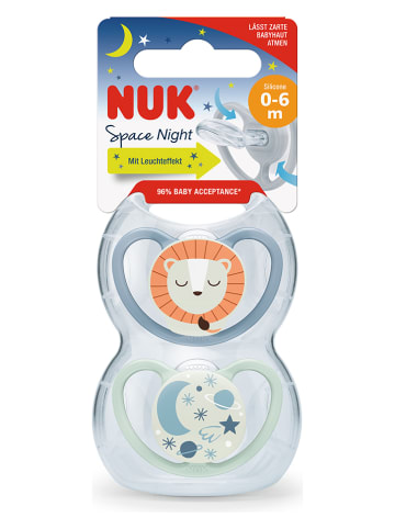 NUK 2-delige set: fopspenen "Space" blauw/turquoise