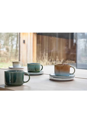 Villa Collection 2-delige set: koffiekoppen "Styles" lichtblauw/lichtbruin - 160 ml