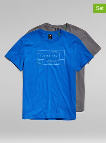 G-Star Koszulki (2 szt.) w kolorze niebiesko-szarym