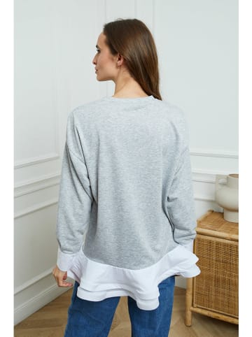 Joséfine Sweatshirt "Tamara" in Grau/ Weiß