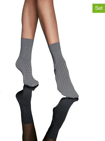 Divine Paris 2-delige set: sokken "Imprimee" zwart/wit