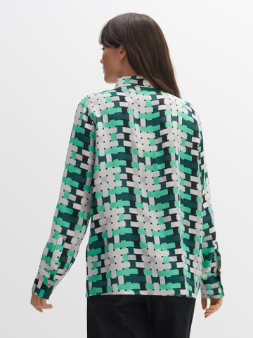 OPUS Blouse "Falkina" lichtgrijs/groen
