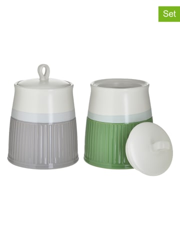 InArt 2er-Set: Vorratsdose in Grau/ Grün - (H)15 x Ø 11 cm