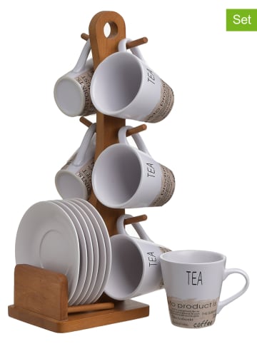 InArt 7-częściowy zestaw w kolorze brązowo-białym do herbaty