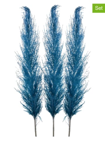 InArt 3-delige set: kunstplanten blauw - (H)110 cm