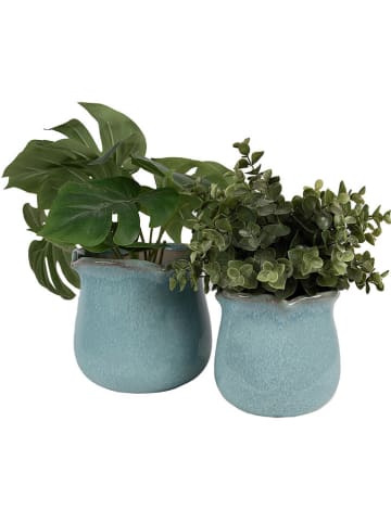 Clayre & Eef Blumentopf in Hellblau - (H)15 x Ø 16 cm