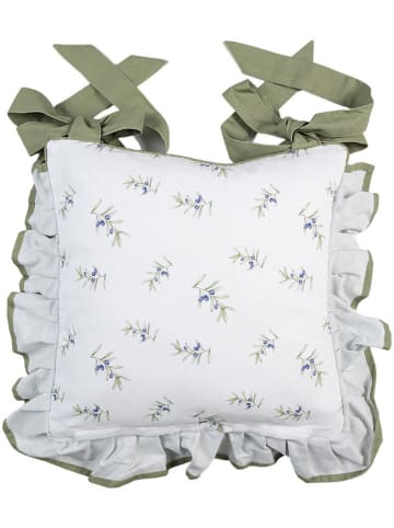 Clayre & Eef Poszewka w kolorze biało-oliwkowym na poduszkę - 40 x 40 cm