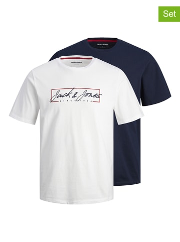Jack & Jones Koszulki (2 szt.) w kolorze białym i granatowym