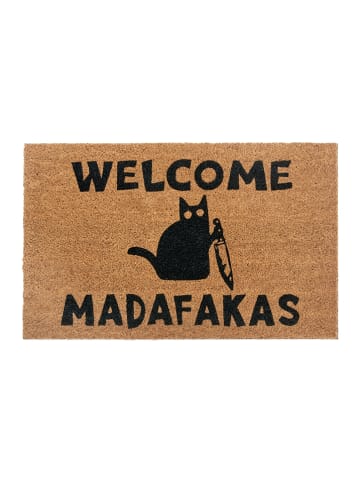 Hanse Home Kokos-Fußmatte "Welcome Madafakas" in Natur/ Schwarz