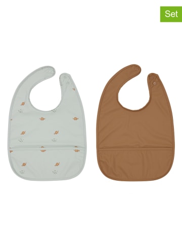 OYOY mini 2er-Set: Lätzchen "Dino" in Hellblau/ Braun