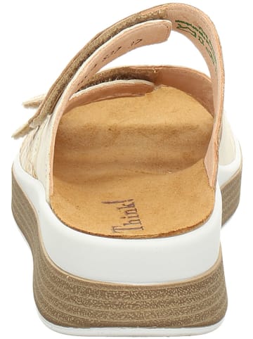 Think! Leren slippers beige/wit