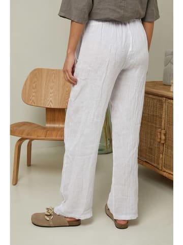 La Compagnie Du Lin Lniane spodnie "Nadira" w kolorze białym
