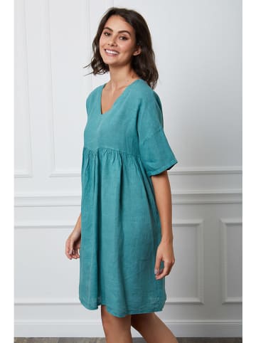 La Compagnie Du Lin Linnen jurk "Sophia" turquoise
