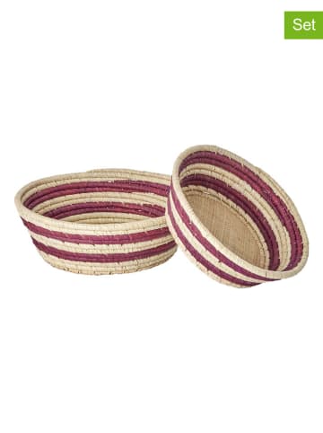 Rice 2-delige set: manden beige/paars - (H)9,5 x Ø 30 cm