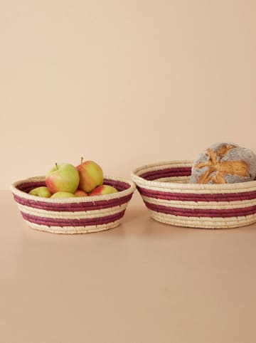 Rice 2-delige set: manden beige/paars - (H)9,5 x Ø 30 cm