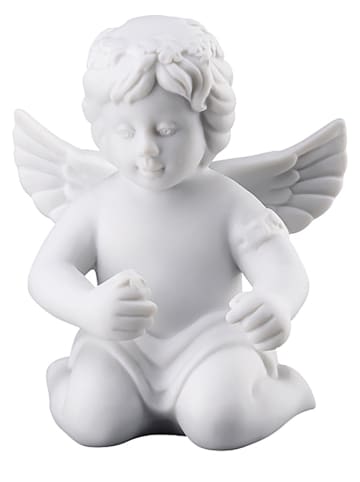 Rosenthal Figurka dekoracyjna "Angel with flower wreath" w kolorze białym - 5 x 6 x 4 cm