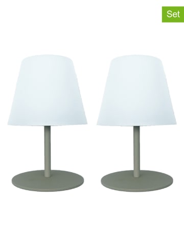 lumisky 2-delige set: ledtafellampen "Twins" wit/kaki - Ø 11 x (H)16 cm