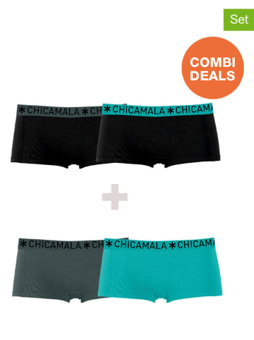 Muchachomalo 4-delige set: boxershorts kaki/turquoise/zwart