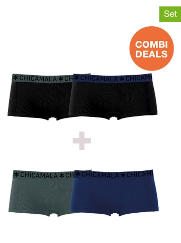 Muchachomalo 4-delige set: boxershorts donkerblauw/kaki/zwart
