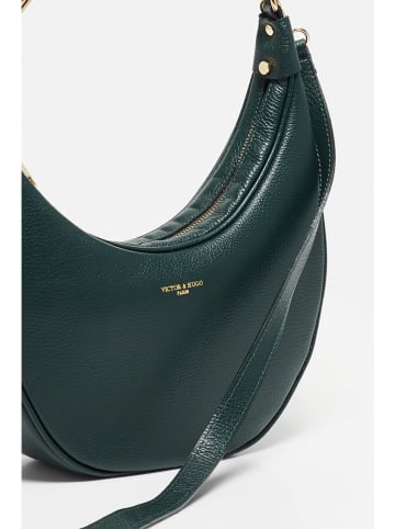 Victor & Hugo Paris Leder-Schultertasche "Tivo" in Dunkelgrün - (B)28 x (H)16 x (T)8,5 cm