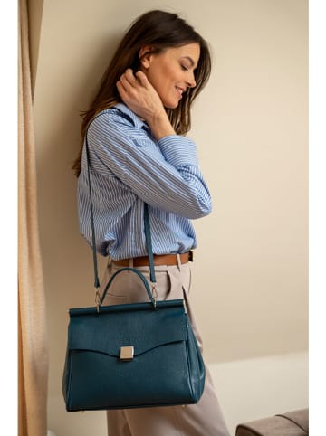 Victor & Hugo Paris Skórzana torebka "Matti" w kolorze granatowym - 22 x 25 x 14 cm