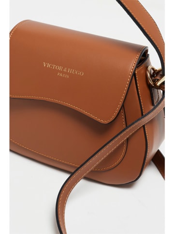 Victor & Hugo Paris Leder-Henkeltasche "Laura" in Hellbraun - (B)23 x (H)18 x (T)9 cm