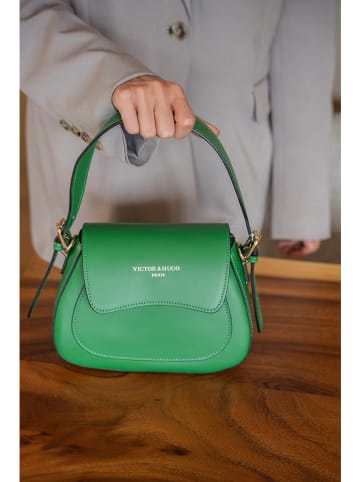 Victor & Hugo Paris Leren handtas "Laura" groen - (B)23 x (H)18 x (D)9 cm