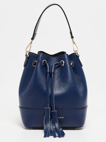 Victor & Hugo Paris Leren schoudertas " Mini Livy" donkerblauw - (B)18 x (H)21,5 x (D)11 cm