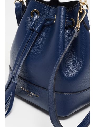Victor & Hugo Paris Leren schoudertas " Mini Livy" donkerblauw - (B)18 x (H)21,5 x (D)11 cm