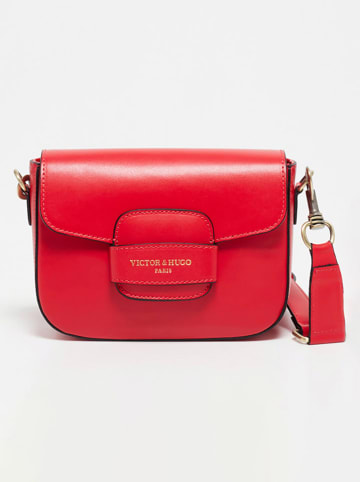 Victor & Hugo Paris Leder-Umhängetasche "Eliane" in Rot - (B)25 x (H)16 x (T)6 cm
