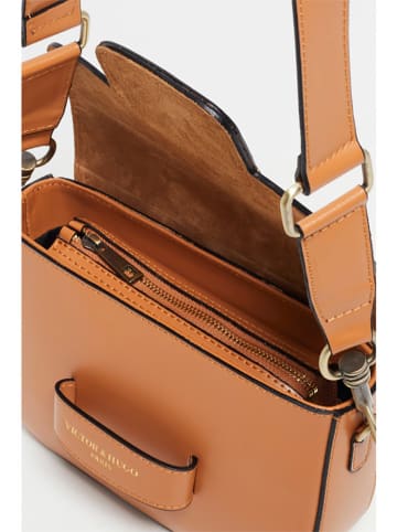 Victor & Hugo Paris Leder-Umhängetasche "Eliane" in Hellbraun - (B)25 x (H)16 x (T)6 cm
