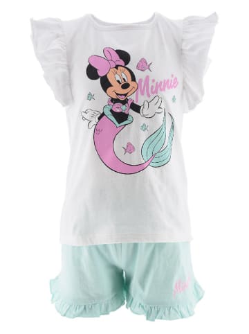 MINNIE MOUSE Pyjama "Minnie" in Weiß/ Türkis