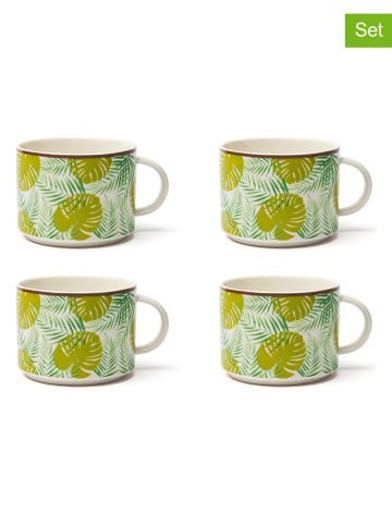 Trendy Kitchen by EXCÉLSA Kubki jumbo (4 szt.) "Foliage" w kolorze zielonym - 500 ml