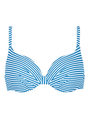 Naturana Bikini-Oberteil in Blau/ Weiß