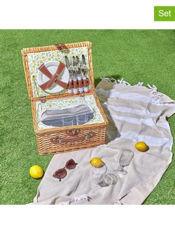 Garden Spirit 21-częściowy zestaw piknikowy w kolorze jasnobrązowo-zielonym