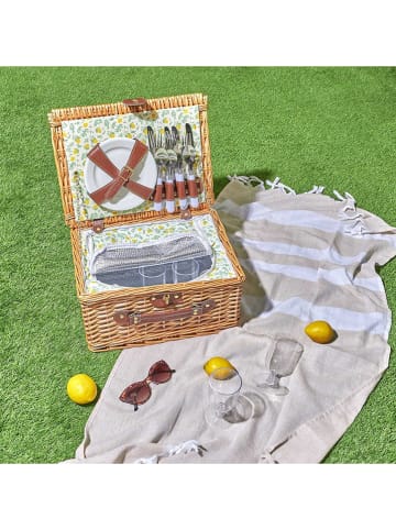 Garden Spirit Kosz piknikowy w kolorze jasnobrązowo-zielonym - 21 elementów