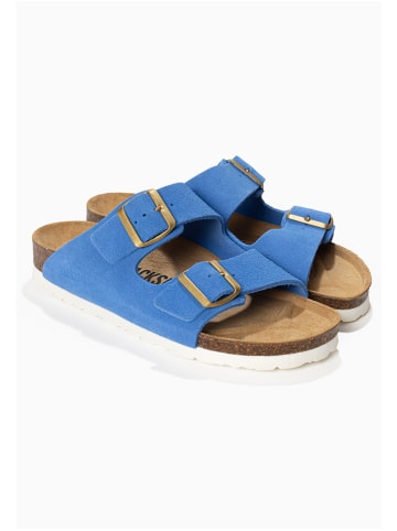 BACKSUN Leren slippers "Bali" blauw