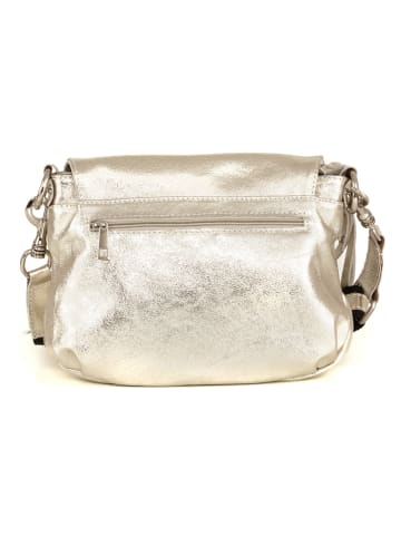 Mia Tomazzi Leren schoudertas goudkleurig - (B)28 x (H)20 x (D)8 cm