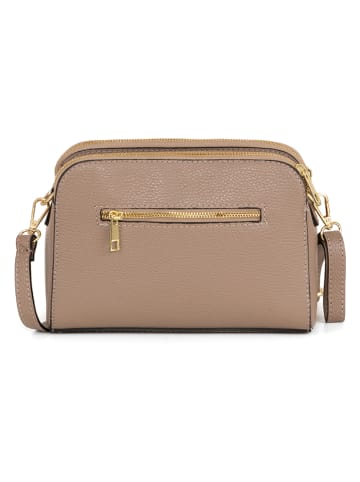 Mia Tomazzi Leren schoudertas taupe - (B)24 x (H)16 x (D)8 cm