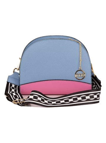 Mia Tomazzi Leder-Umhängetasche in Hellblau/ Rosa - (B)26 x (H)20 x (T)8 cm