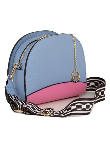 Mia Tomazzi Leder-Umhängetasche in Hellblau/ Rosa - (B)26 x (H)20 x (T)8 cm