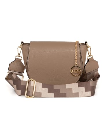 Mia Tomazzi Leren schoudertas taupe - (B)19 x (H)17 x (D)6,5 cm