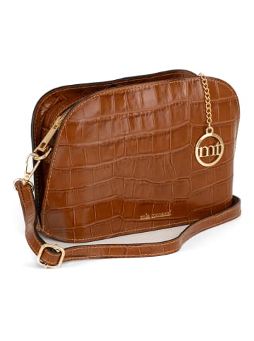 Mia Tomazzi Leren schoudertas lichtbruin - (B)24 x (H)17 x (D)9 cm
