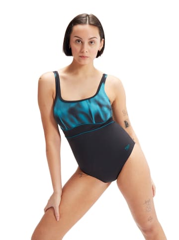 Speedo Modelujący strój kąpielowy "Eco New Contour" w kolorze czarnym