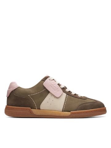 Clarks Leren sneakers olijfgroen/crème