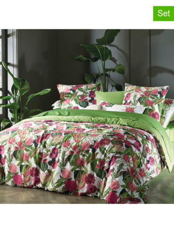 CXL by Christian Lacroix 2er-Set: Satin-Kissenbezüge in Grün/ Pink