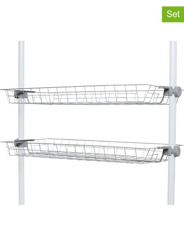 Wenko 2er-Set: Edelstahl-Duschkörbe "Herkules" in Weiß/ Silber - (B)94 x (H)38 cm