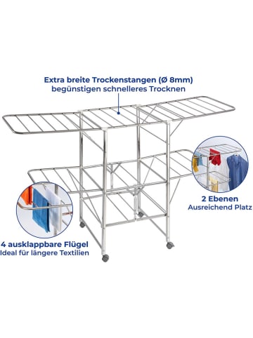 Wenko Wäschetrockner "Maximex" in Silber - (B)189 x (H)109 x (T)58 cm