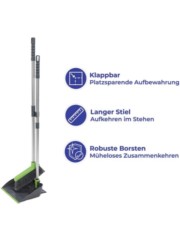 Wenko 2-delige klapstoffer-en-blik groen/antraciet - (B)26 x (H)83,5 x (D)24 cm