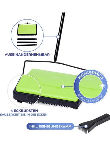 Wenko Teppichkehrer in Grün/ Schwarz - (B)28 x (H)105 x (T)19 cm